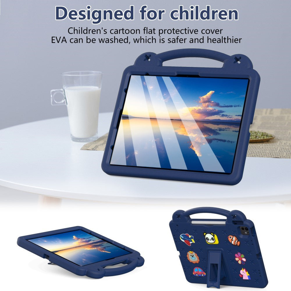 EIDERWOOD iPad Air 13" (2026 / 2025 / 2024) / Pro 13" (2025 / 2024) /12.9" (2022-2018) Børne Cover m. Kickstand & Håndholder - Mørkeblå
