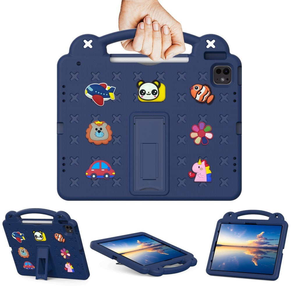 EIDERWOOD iPad Air 13" (2026 / 2025 / 2024) / Pro 13" (2025 / 2024) /12.9" (2022-2018) Børne Cover m. Kickstand & Håndholder - Mørkeblå