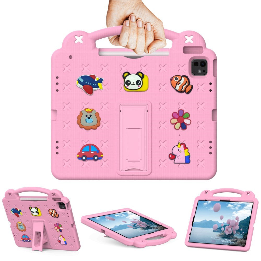 EIDERWOOD iPad Air 13" (2026 / 2025 / 2024) / Pro 13" (2025 / 2024) /12.9" (2022-2018) Børne Cover m. Kickstand & Håndholder - Lyserød