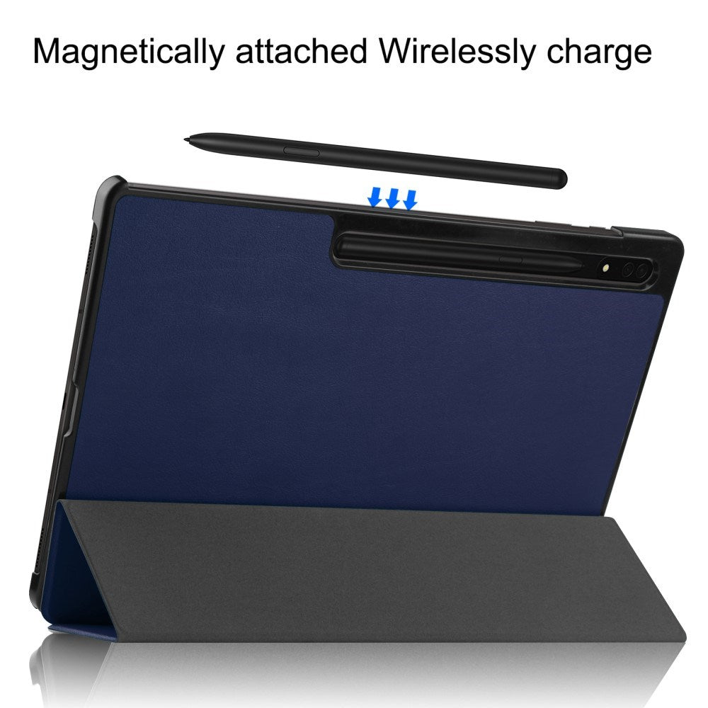 EIDERWOOD Samsung Galaxy Tab S10 Ultra Tri-Fold Læder Cover m. Pencil Holder - Blå