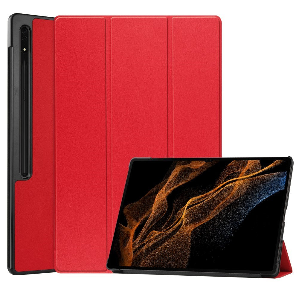 EIDERWOOD Samsung Galaxy Tab S10 Ultra Tri-Fold Læder Cover m. Pencil Holder - Rød