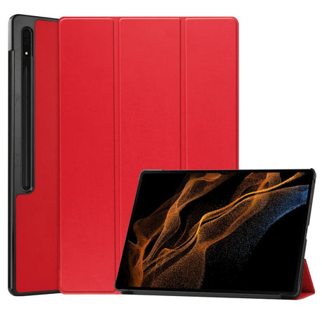 EIDERWOOD Samsung Galaxy Tab S10 Ultra Tri-Fold Læder Cover m. Pencil Holder - Rød