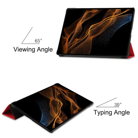 EIDERWOOD Samsung Galaxy Tab S10 Ultra Tri-Fold Læder Cover m. Pencil Holder - Rød