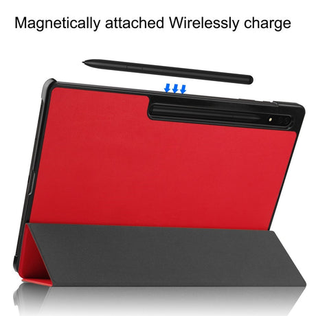 EIDERWOOD Samsung Galaxy Tab S10 Ultra Tri-Fold Læder Cover m. Pencil Holder - Rød
