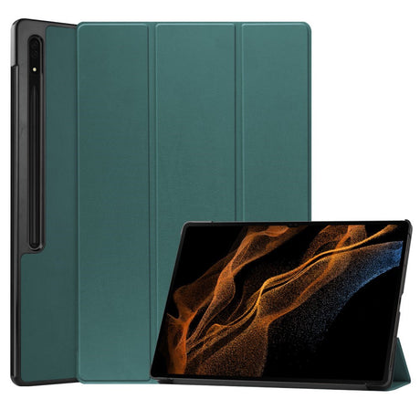 EIDERWOOD Samsung Galaxy Tab S10 Ultra Tri-Fold Læder Cover m. Pencil Holder - Grøn