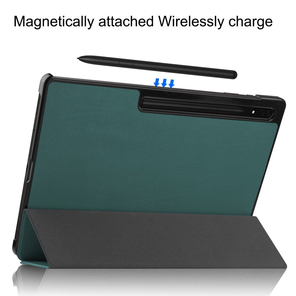 EIDERWOOD Samsung Galaxy Tab S10 Ultra Tri-Fold Læder Cover m. Pencil Holder - Grøn