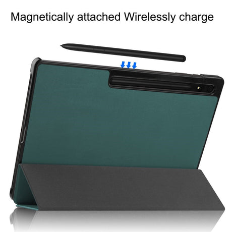 EIDERWOOD Samsung Galaxy Tab S10 Ultra Tri-Fold Læder Cover m. Pencil Holder - Grøn