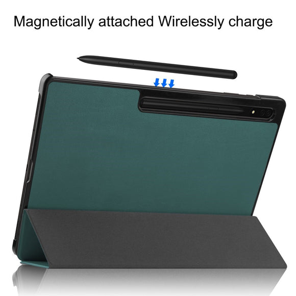 EIDERWOOD Samsung Galaxy Tab S10 Ultra Tri-Fold Læder Cover m. Pencil Holder - Grøn
