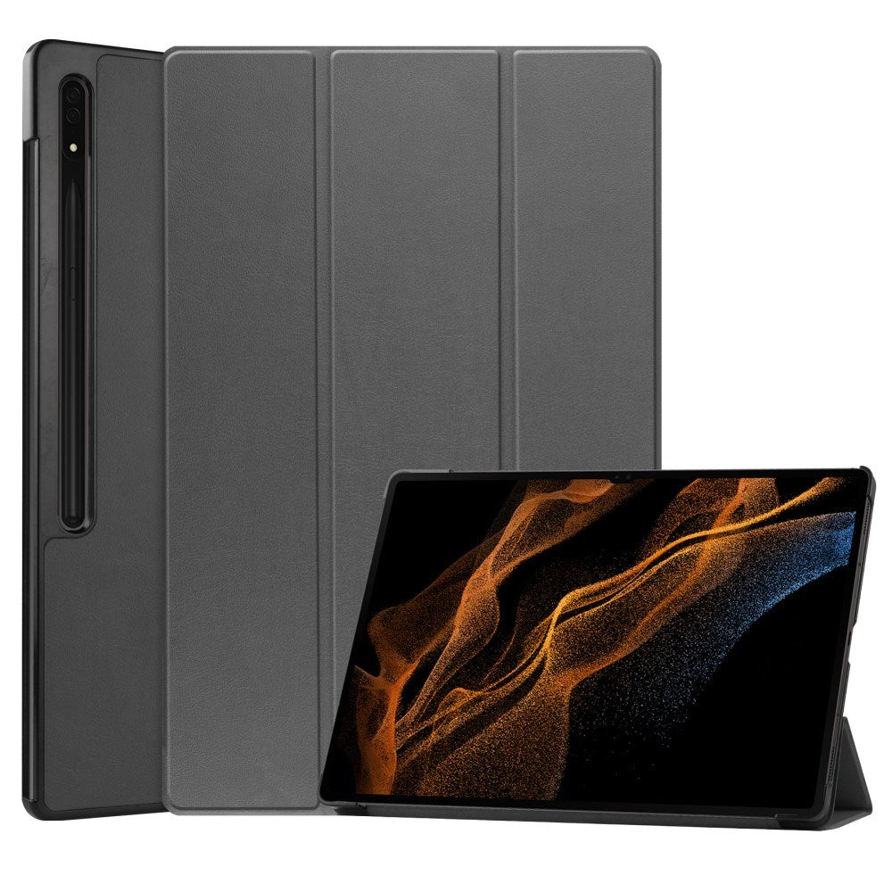 EIDERWOOD Samsung Galaxy Tab S10 Ultra Tri-Fold Læder Cover m. Pencil Holder - Grå