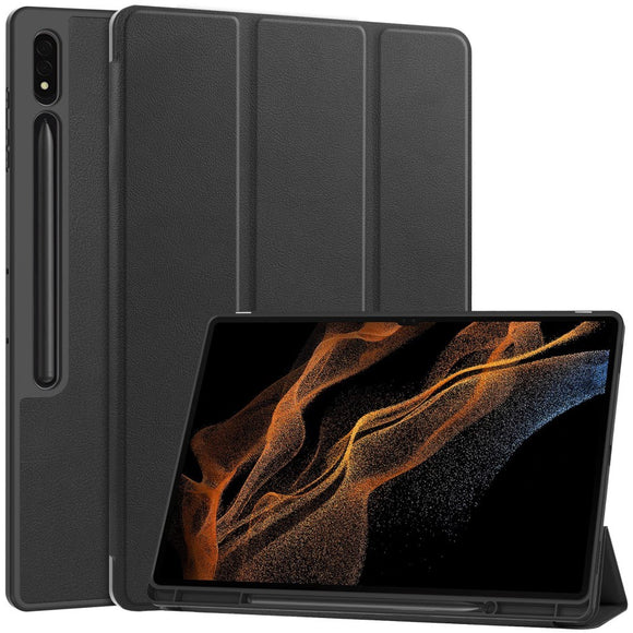 Samsung Galaxy Tab S10 Ultra Tri-Fold Læder Cover m. Standerfunktion - Sort