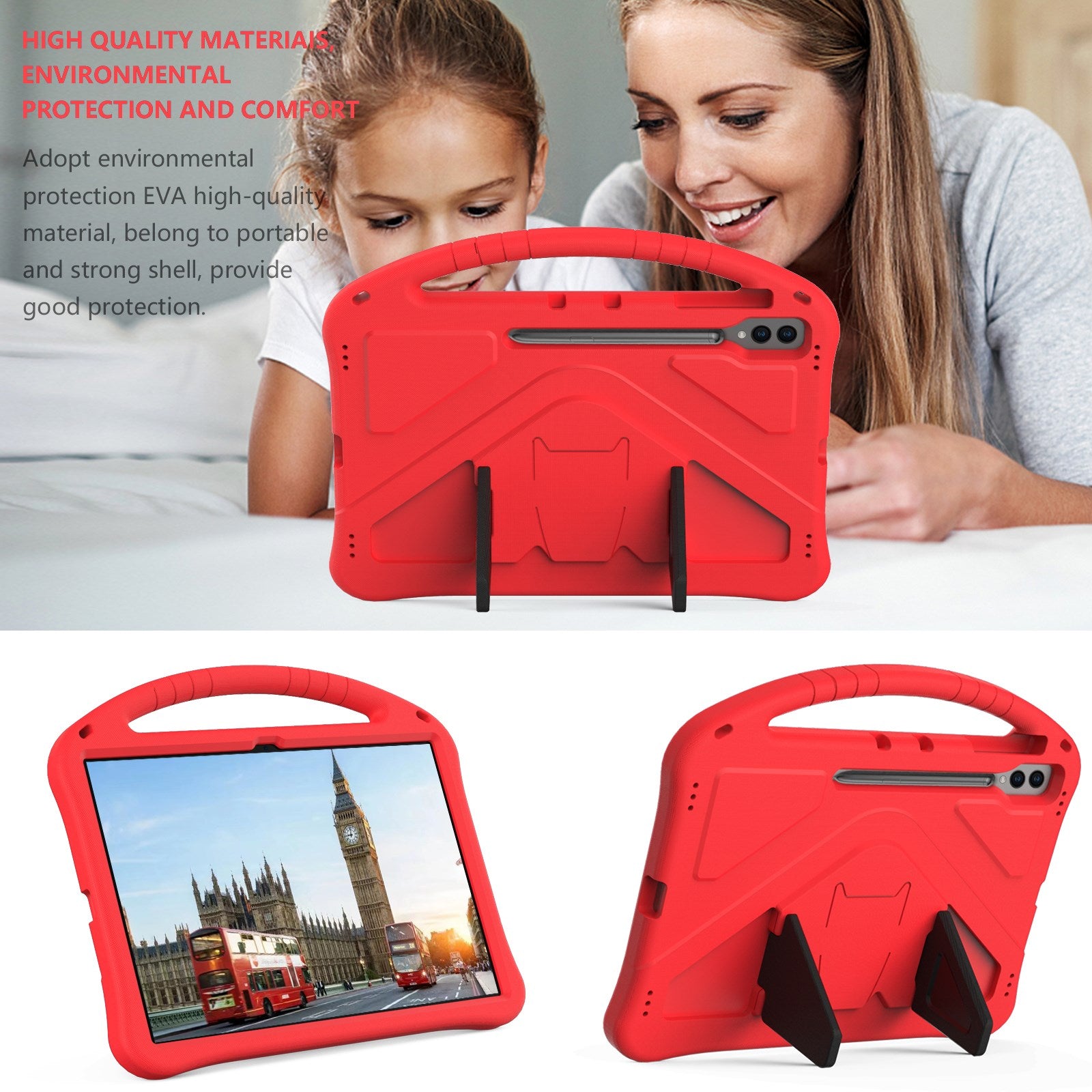 EIDERWOOD Samsung Galaxy Tab S10 Ultra Børnecover m. Kickstand - Rød