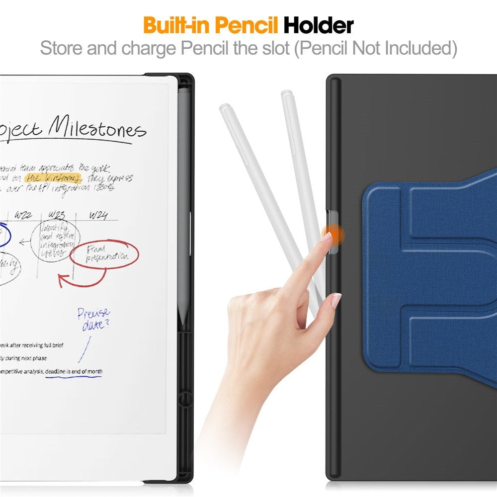 EIDERWOOD ReMarkable Paper Pro Kunstlæder Plast Cover m. Pen Holder - Blå