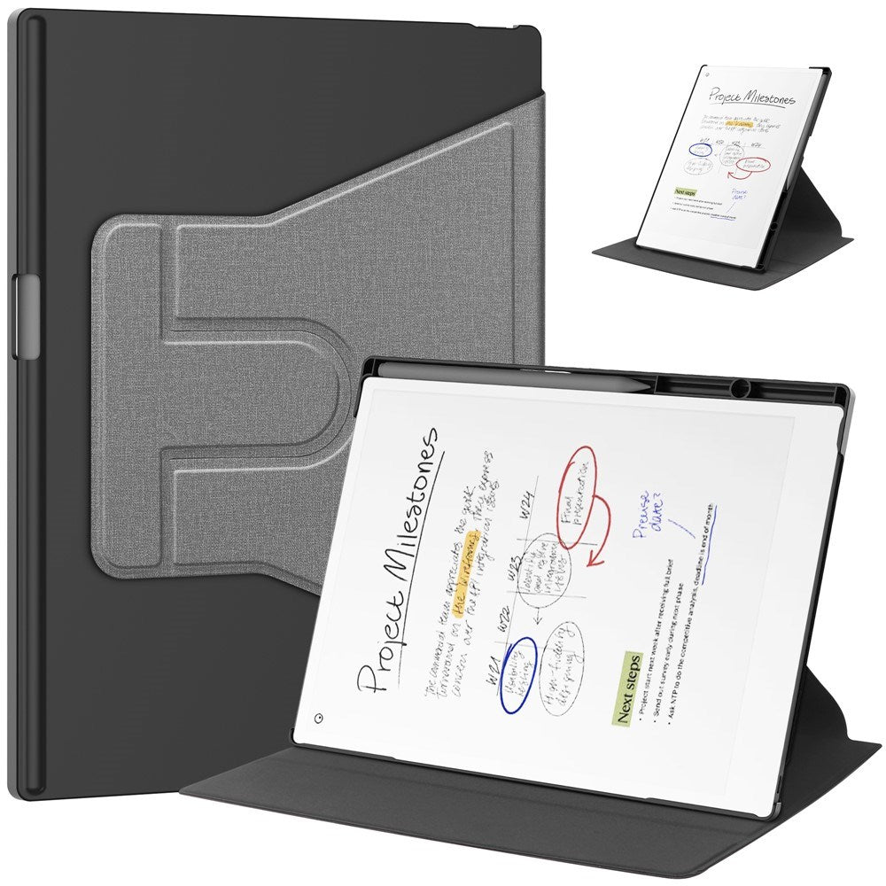 EIDERWOOD ReMarkable Paper Pro Kunstlæder Plast Cover m. Pen Holder - Grå