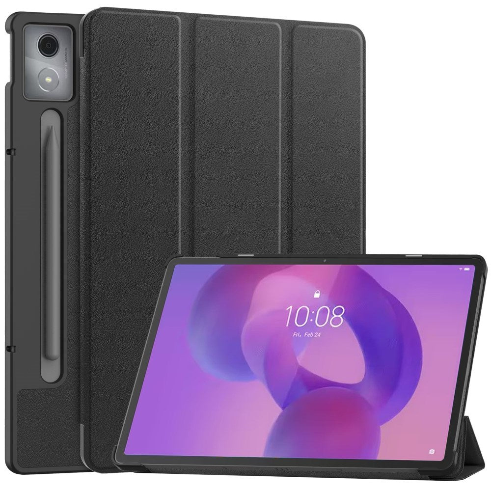 EIDERWOOD Lenovo IdeaTab Pro Kunstlæder Flip Cover m. Ståfunktion & Pencil Holder - Sort