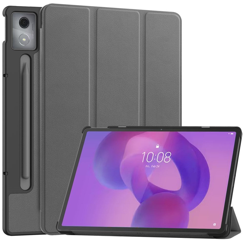 EIDERWOOD Lenovo IdeaTab Pro Kunstlæder Flip Cover m. Ståfunktion & Pencil Holder - Grå
