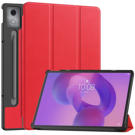 EIDERWOOD Lenovo IdeaTab Pro Kunstlæder Flip Cover m. Ståfunktion & Pencil Holder - Rød
