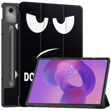 EIDERWOOD Lenovo IdeaTab Pro Tri-Fold Kunstlæder Flip Cover m. Mønster - Don't Touch Me