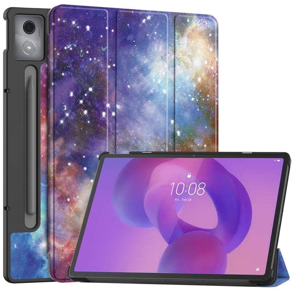 EIDERWOOD Lenovo IdeaTab Pro Tri-Fold Kunstlæder Flip Cover m. Mønster - Galakse