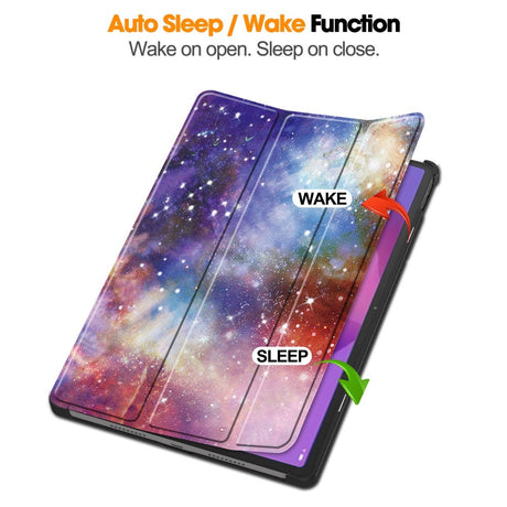 EIDERWOOD Lenovo IdeaTab Pro Tri-Fold Kunstlæder Flip Cover m. Mønster - Galakse