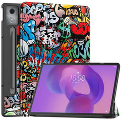 EIDERWOOD Lenovo IdeaTab Pro Tri-Fold Kunstlæder Flip Cover m. Mønster - Graffiti