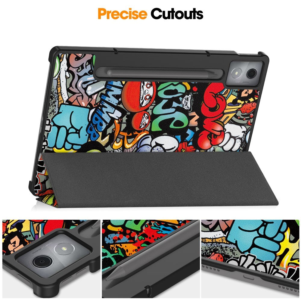 EIDERWOOD Lenovo IdeaTab Pro Tri-Fold Kunstlæder Flip Cover m. Mønster - Graffiti