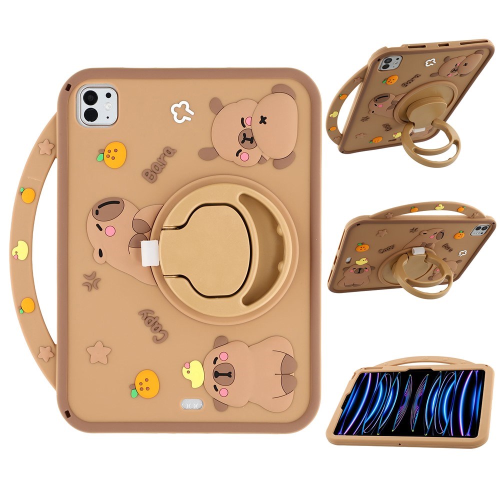 iPad Air 11" (2026 / 2025/ 2024) / Pro 11" (2025 / 2024 / 2022 / 2021 / 2020 / 2018) / Air (2022 / 2020) EIDERWOOD Silikone Cover m. Roterende Kickstand - Capybara
