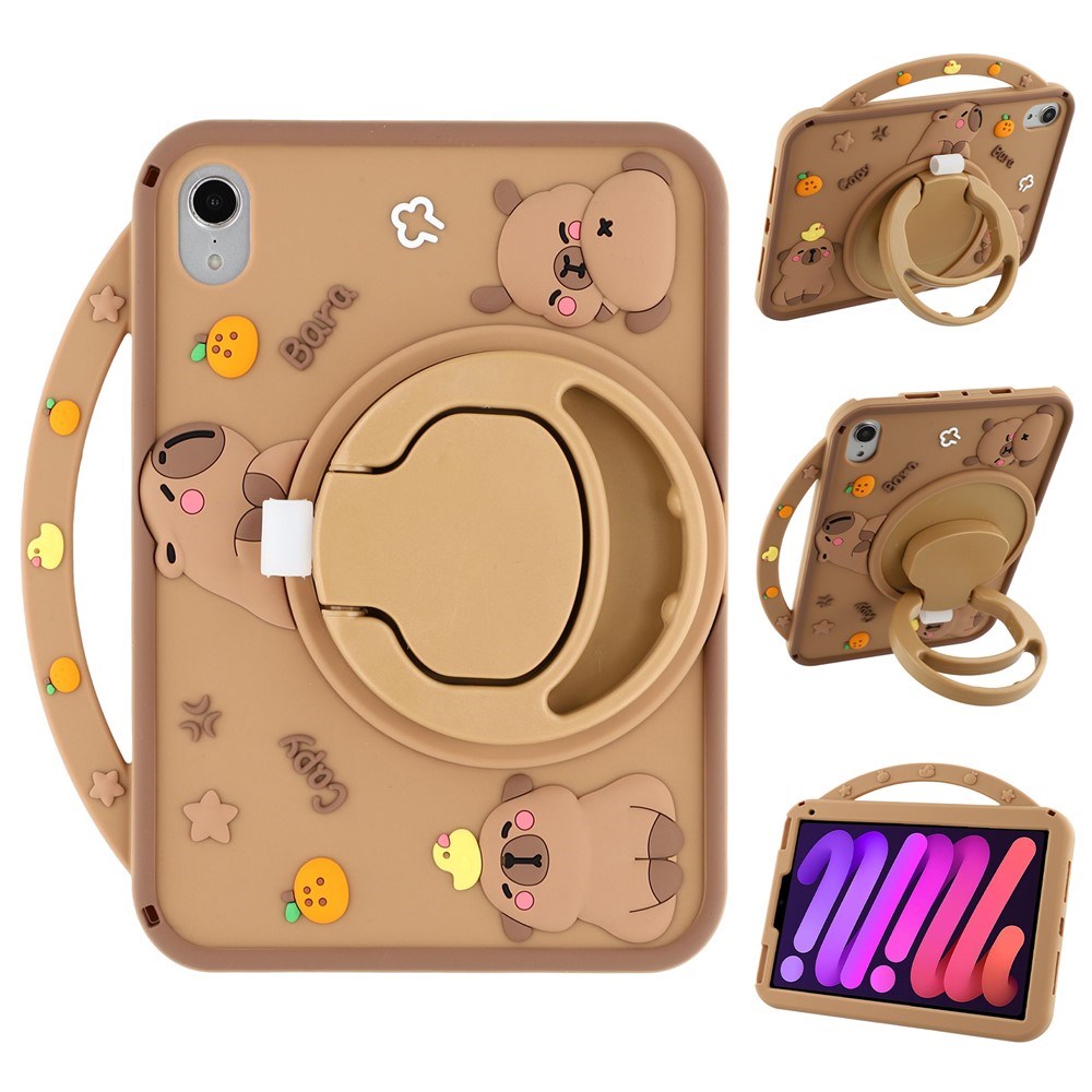 iPad Mini (2024 / 2021) EIDERWOOD Silikone Cover m. Roterende Kickstand - Capybara