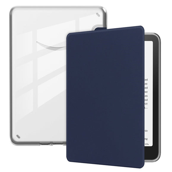 EIDERWOOD Amazon Kindle Paperwhite (2024) Kunstlæder Flip Cover - Gennemsigtig / Mørkeblå