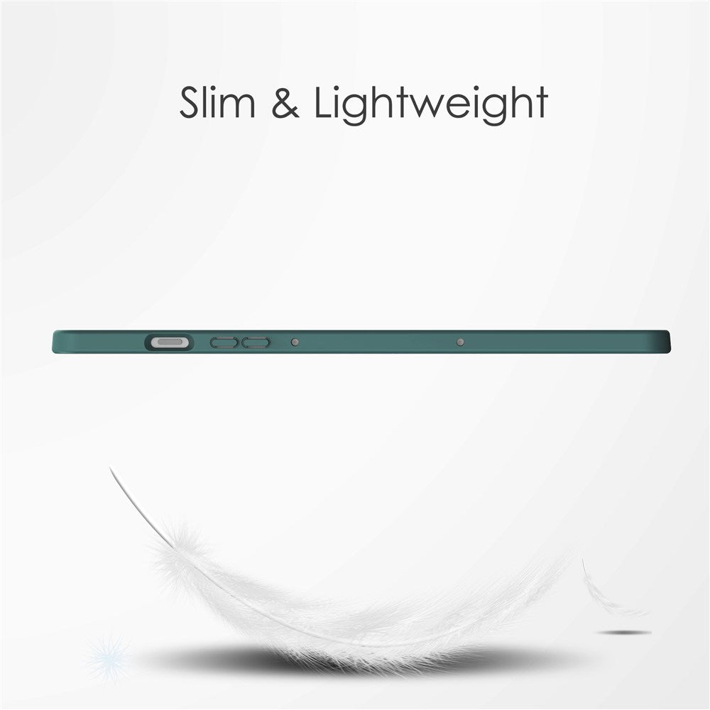 EIDERWOOD Samsung Galaxy Tab S10 Lite / S10 FE / S9 FE Flip Cover - Ståfunktion & Stylus Pen-Holder - Gennemsigtig / Mørkegrøn