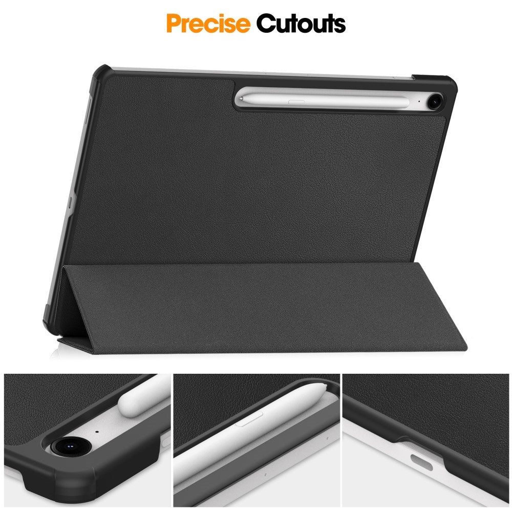 EIDERWOOD Samsung Galaxy Tab S10 FE+ (Plus) Kunstlæder Flip Cover m. Ståfunktion & Pencil Holder - Sort
