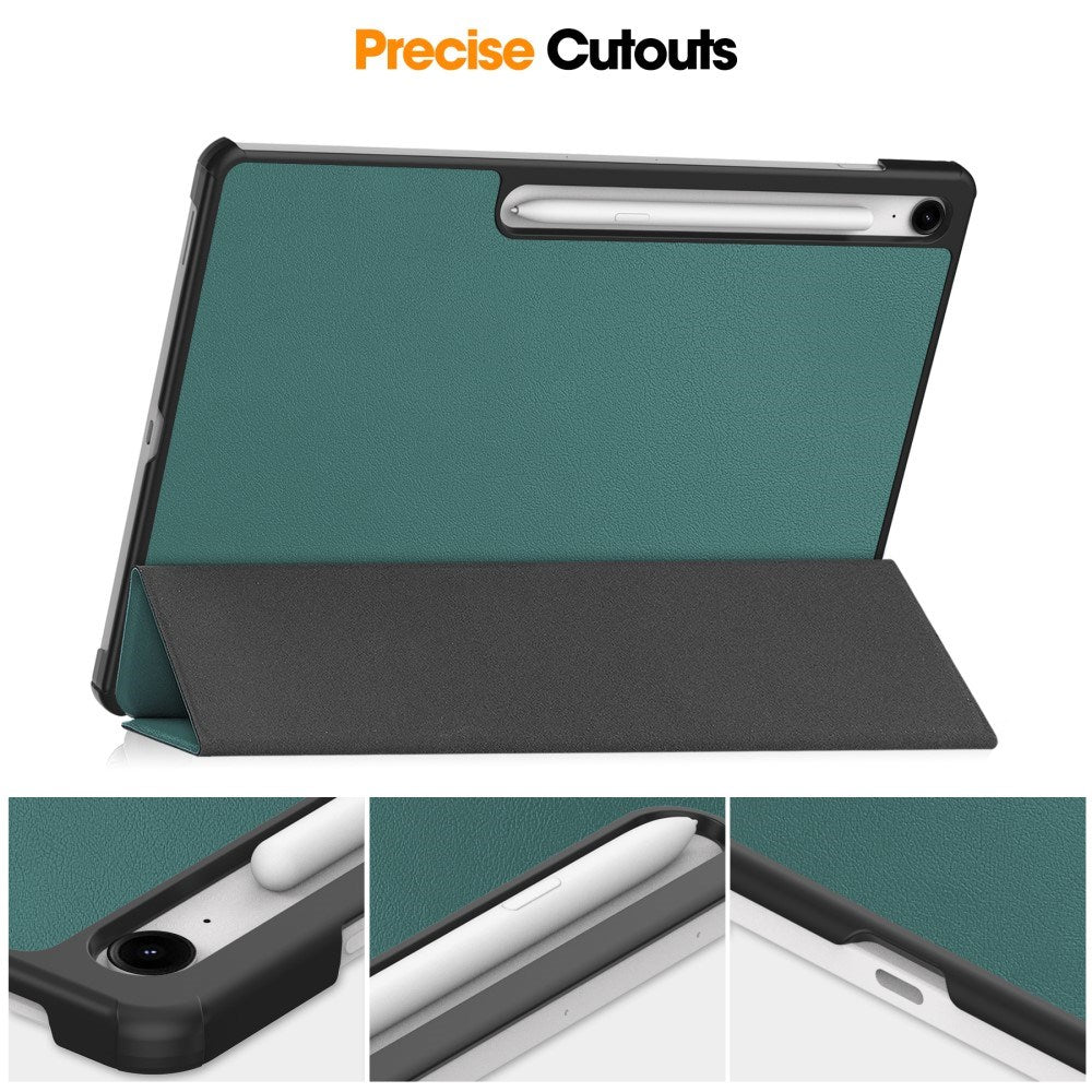 EIDERWOOD Samsung Galaxy Tab S10 FE+ (Plus) Kunstlæder Flip Cover m. Ståfunktion & Pencil Holder - Grøn