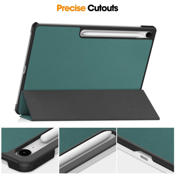 EIDERWOOD Samsung Galaxy Tab S10 FE+ (Plus) Kunstlæder Flip Cover m. Ståfunktion & Pencil Holder - Grøn