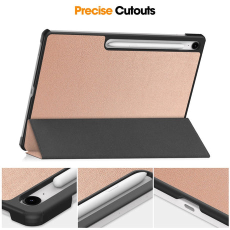EIDERWOOD Samsung Galaxy Tab S10 FE+ (Plus) Kunstlæder Flip Cover m. Ståfunktion & Pencil Holder - Rose Gold