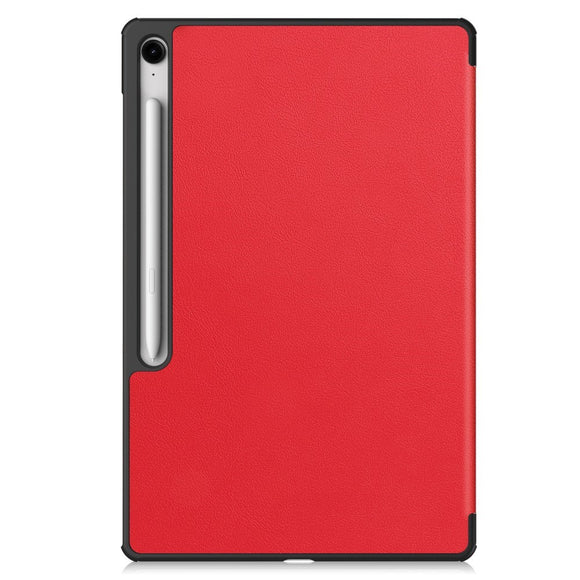 EIDERWOOD Samsung Galaxy Tab S10 FE+ (Plus) Kunstlæder Flip Cover m. Ståfunktion & Pencil Holder - Rød