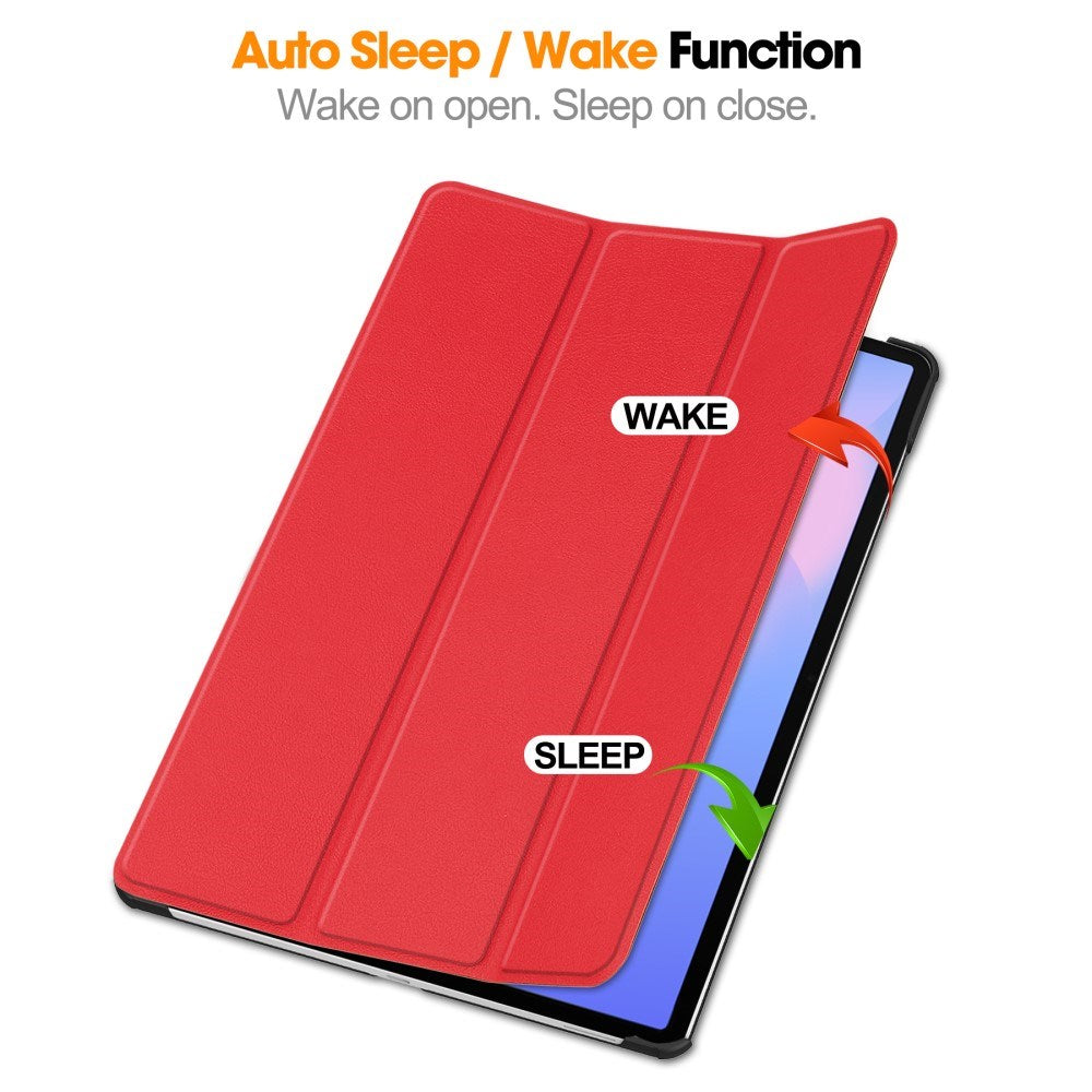 EIDERWOOD Samsung Galaxy Tab S10 FE+ (Plus) Kunstlæder Flip Cover m. Ståfunktion & Pencil Holder - Rød