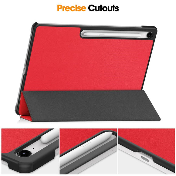 EIDERWOOD Samsung Galaxy Tab S10 FE+ (Plus) Kunstlæder Flip Cover m. Ståfunktion & Pencil Holder - Rød