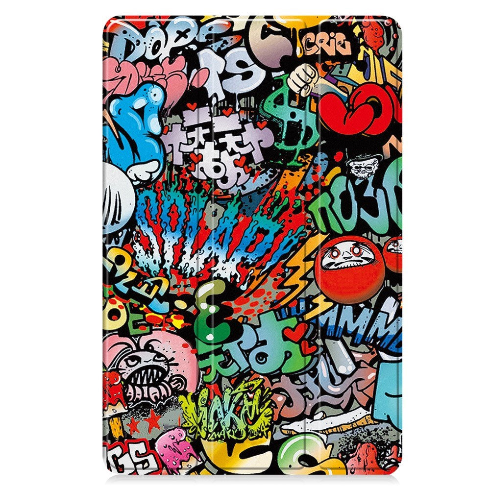 EIDERWOOD Samsung Galaxy Tab S10 FE+ (Plus) Tri-Fold Kunstlæder Flip Cover m. Mønster - Graffiti