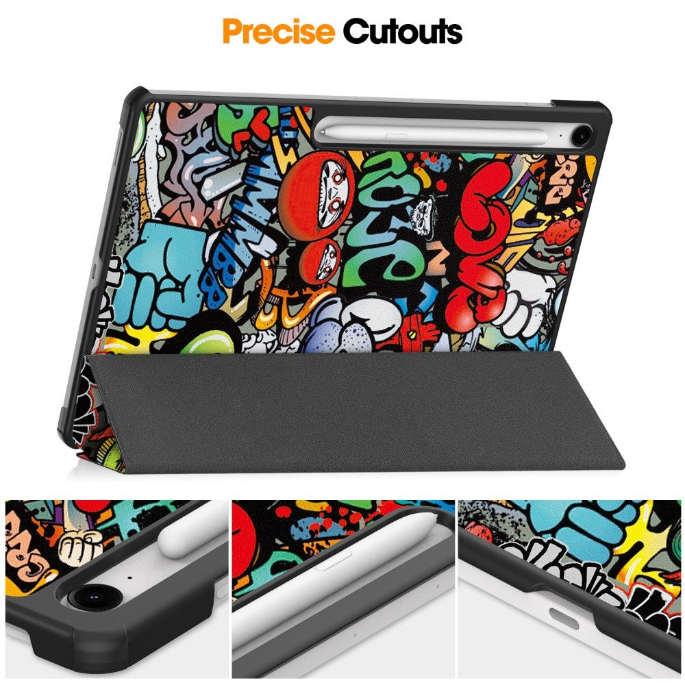 EIDERWOOD Samsung Galaxy Tab S10 FE+ (Plus) Tri-Fold Kunstlæder Flip Cover m. Mønster - Graffiti