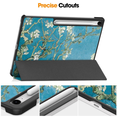 EIDERWOOD Samsung Galaxy Tab S10 FE+ (Plus) Tri-Fold Kunstlæder Flip Cover m. Mønster - Blomst