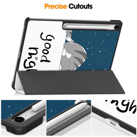 EIDERWOOD Samsung Galaxy Tab S10 FE+ (Plus) Tri-Fold Kunstlæder Flip Cover m. Mønster - Kat