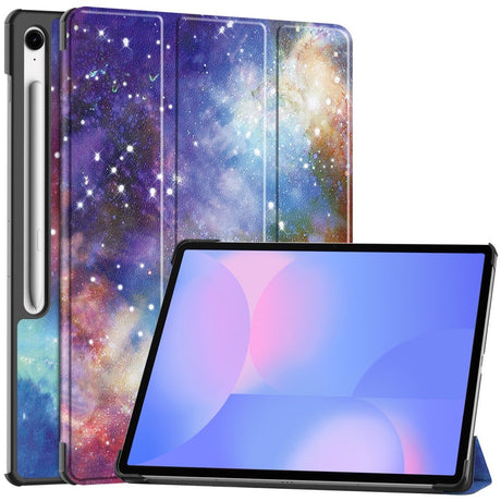 EIDERWOOD Samsung Galaxy Tab S10 FE+ (Plus) Tri-Fold Kunstlæder Flip Cover m. Mønster - Galakse