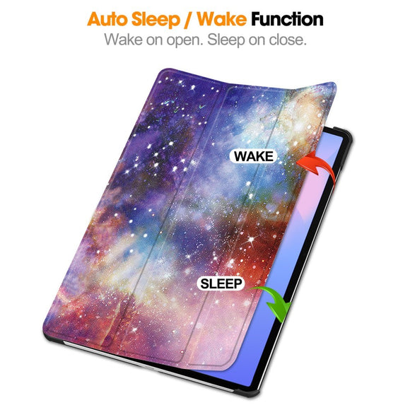 EIDERWOOD Samsung Galaxy Tab S10 FE+ (Plus) Tri-Fold Kunstlæder Flip Cover m. Mønster - Galakse