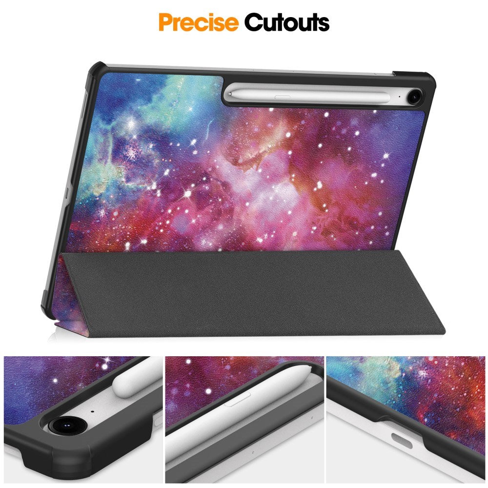 EIDERWOOD Samsung Galaxy Tab S10 FE+ (Plus) Tri-Fold Kunstlæder Flip Cover m. Mønster - Galakse