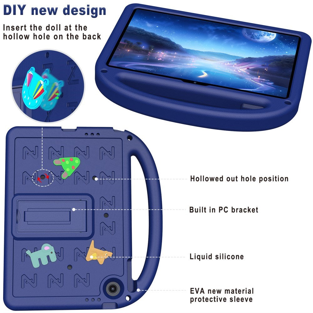 EIDERWOOD Lenovo Tab 10.1" Børne Cover m. Kickstand & Håndholder - Mørkeblå