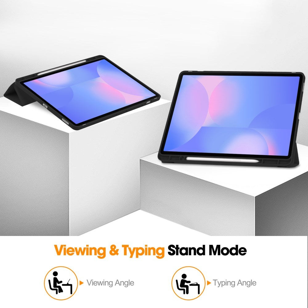 EIDERWOOD Samsung Galaxy Tab S10 FE+ (Plus) Tri-Fold Kunstlæder Cover m. Stylus Pen Holder - Sort