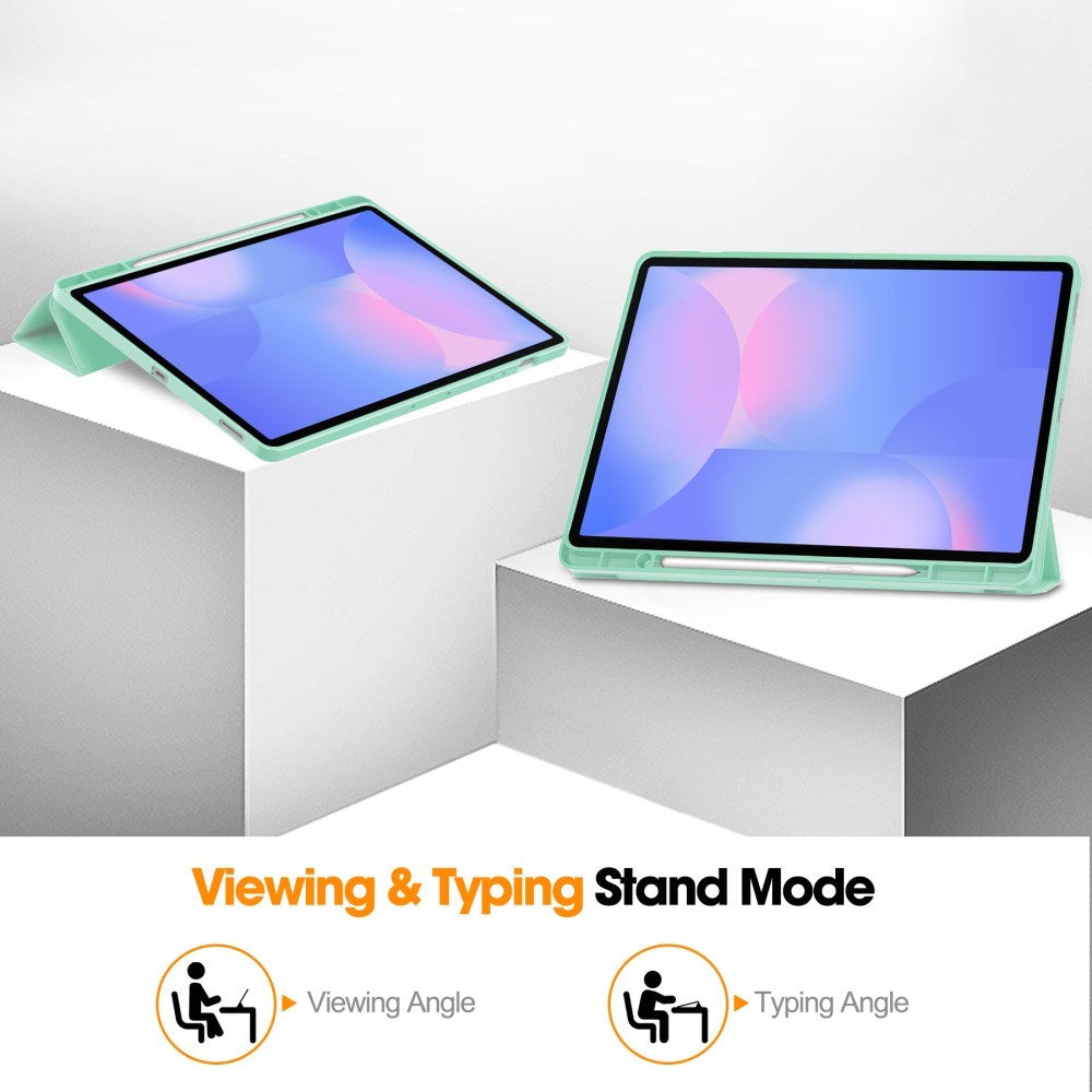 EIDERWOOD Samsung Galaxy Tab S10 FE+ (Plus) Tri-Fold Kunstlæder Cover m. Stylus Pen Holder - Lysegrøn