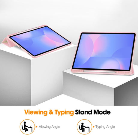 EIDERWOOD Samsung Galaxy Tab S10 FE+ (Plus) Tri-Fold Kunstlæder Cover m. Stylus Pen Holder - Lyserød