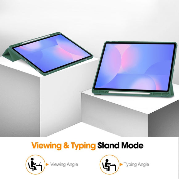 EIDERWOOD Samsung Galaxy Tab S10 FE+ (Plus) Tri-Fold Kunstlæder Cover m. Stylus Pen Holder - Mørkegrøn