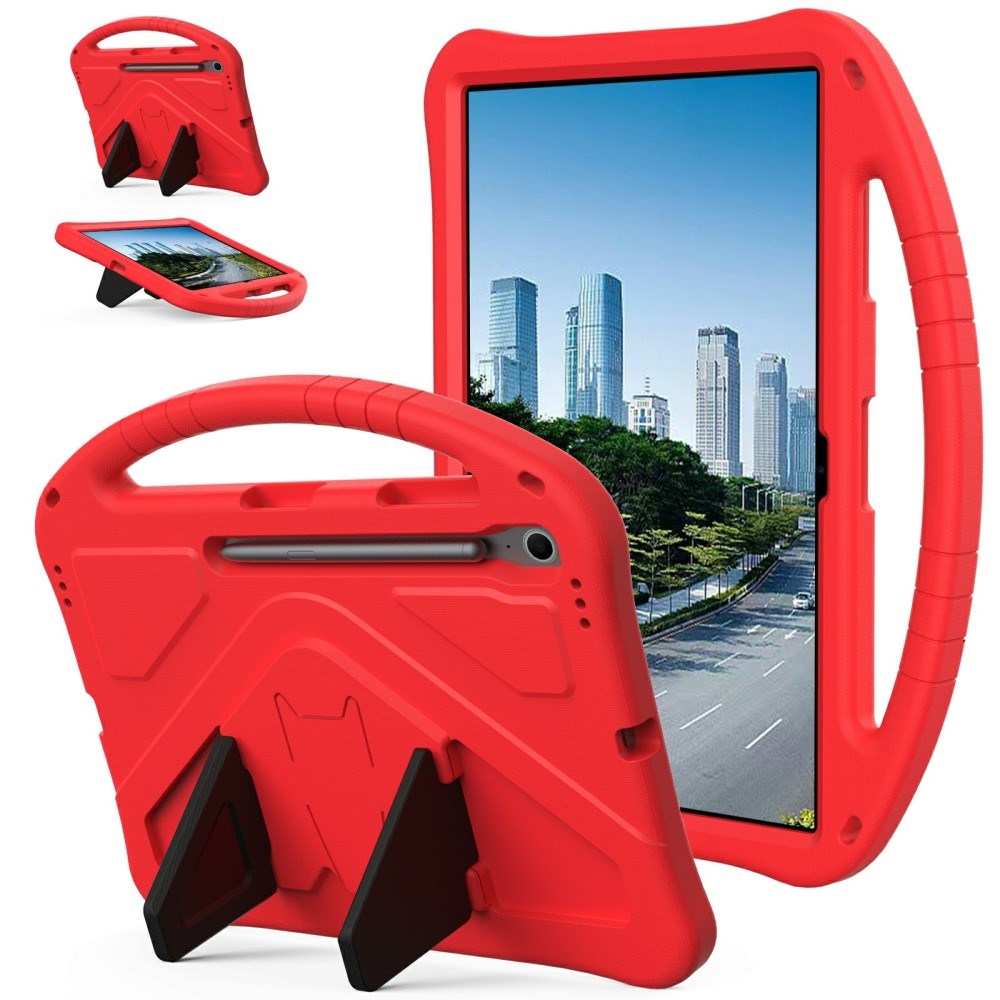 EIDERWOOD Samsung Galaxy Tab S10 FE+ (Plus) Anti-Drop Tablet Cover m. Håndtag og Stå Funktion - Rød