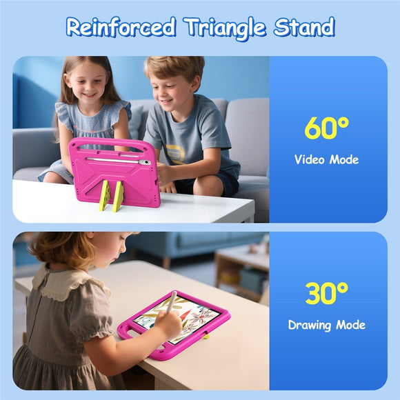 DUX DUCIS Samsung Galaxy Tab S10 Lite / S10 FE / S9 FE / S9 / S8 / S7 Børnecover m. Ståfunktion & Stylus Pen-Holder - Pink